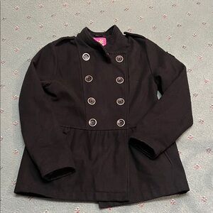 Pink Platinum Double-Breasted Black Pea Coat